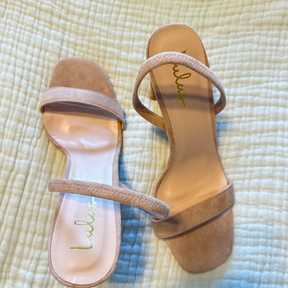 Lulus Skinny Block Heels - Pinky Nude Color